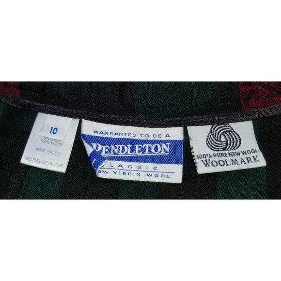 VITNAGE Y2K Womens Skirt-PENDLETON-red/green plaid wool A-line midi pleated-10 - Picture 4 of 4